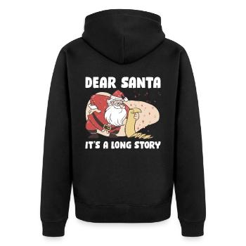 Its A Long Story Lieber Weihnachtsmann Geschenk - Unisex Premium Bio Zip Hoodie - Schwarz - Hinten - Nico (187cm)