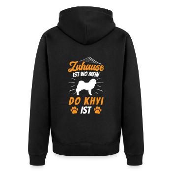Do Khyi ist Zuhause Tibetmastiff Tibetdogge - Unisex Premium Bio Zip Hoodie - Schwarz - Hinten - Nico (187cm)