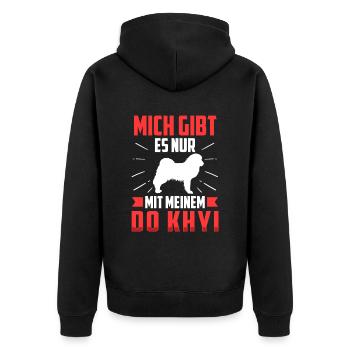 Nur mit meinem Do Khyi Tibetmastiff Tibetdogge - Unisex Premium Bio Zip Hoodie - Schwarz - Hinten - Nico (187cm)
