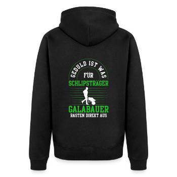 Galabauer rasten aus Gartenbau Galabau - Unisex Premium Bio Zip Hoodie - Schwarz - Hinten - Nico (187cm)