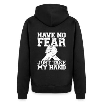 N’ayez pas peur Prends ma main - Bras de fer - Veste à capuche bio Premium Unisexe - noir - Dos - Nico (187cm)