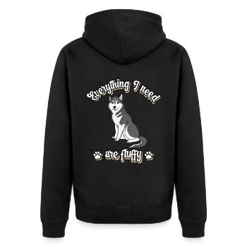 Everything I need are fluffy süßes Hunde Grey - Unisex Premium Bio Zip Hoodie - Schwarz - Hinten - Nico (187cm)