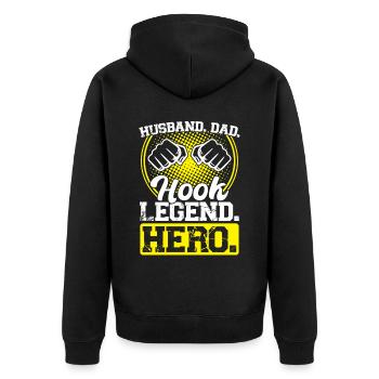 Husband, Dad And Hook Legend - Arm Wrestling - Unisex Premium Bio Zip Hoodie - Schwarz - Hinten - Nico (187cm)