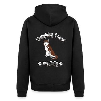 Everything I need are fluffy süßes Hunde red - Unisex Premium Bio Zip Hoodie - Schwarz - Hinten - Nico (187cm)