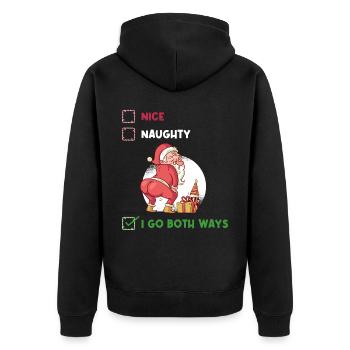 I Go Both Ways Naughty or Nice Gift - Unisex Premium Organic Zip Hoodie - black - Back - Nico (187cm)