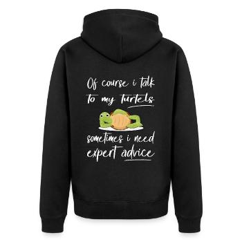 Funny Turtle Design Pet - Unisex Premium Organic Zip Hoodie - black - Back - Nico (187cm)