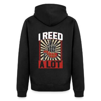I Reed A Lot - Bagpiper - Unisex Premium Organic Zip Hoodie - black - Back - Nico (187cm)