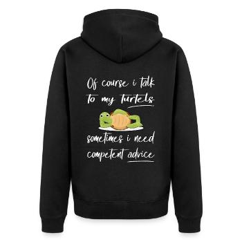 Funny Turtle Design Pet - Unisex Premium Organic Zip Hoodie - black - Back - Nico (187cm)