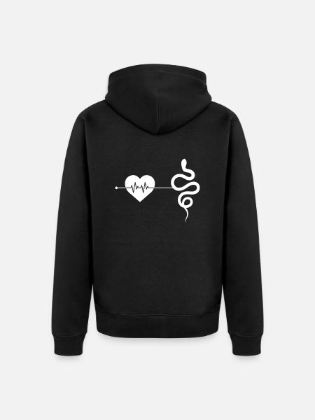 Snake heartbeat - Unisex Premium Organic Zip Hoodie - black