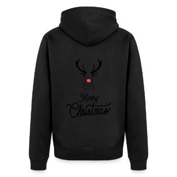 Weihnachts Rentier mit roter Nase - Unisex Premium Bio Zip Hoodie - Schwarz - Hinten - Nico (187cm)