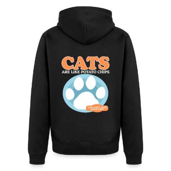 Cat Cat Lovers Cat Owner Gift - Unisex Premium Organic Zip Hoodie - black - Back - Nico (187cm)