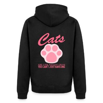 Cat Cat Owner Cat Lovers Gift - Unisex Premium Organic Zip Hoodie - black - Back - Nico (187cm)