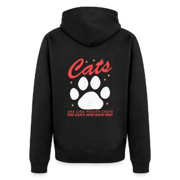Cats | Cat Lovers Cat Owner Gift - Unisex Premium Organic Zip Hoodie - black - Back - Nico (187cm)