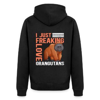 Orangutan Monkeys Orangutan Gift - Unisex Premium Organic Zip Hoodie - black - Back - Nico (187cm)