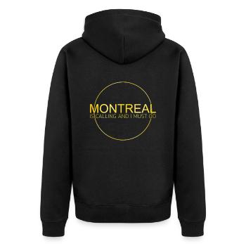 Montreal Saying - Unisex Premium Organic Zip Hoodie - black - Back - Nico (187cm)