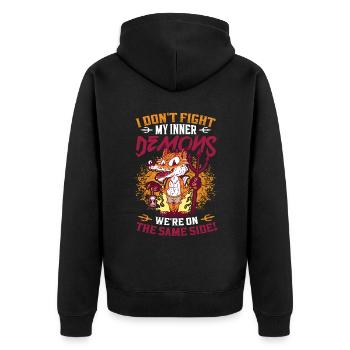 J’aime mes démons intérieurs, l’humour gothique. - Veste à capuche bio Premium Unisexe - noir - Dos - Nico (187cm)
