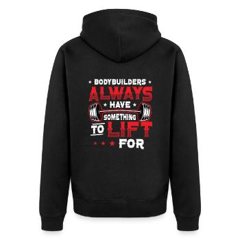 Bodybuilder Haben Etwas Zu Heben Für Gewicht - Unisex Premium Bio Zip Hoodie - Schwarz - Hinten - Nico (187cm)