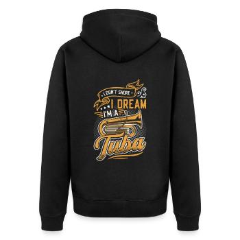 Ich Schnarche Nicht, Ich Träume, Ich Bin Eine Tuba - Unisex Premium Bio Zip Hoodie - Schwarz - Hinten - Nico (187cm)