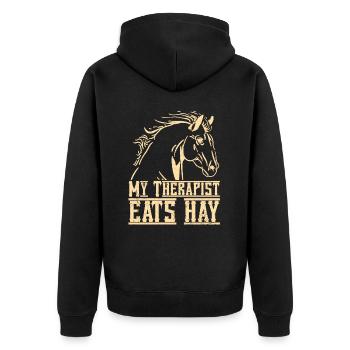 Équitation Mon thérapeute mange du foin - Veste à capuche bio Premium Unisexe - noir - Dos - Nico (187cm)
