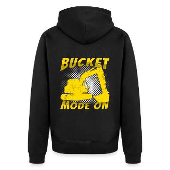 Excavator Driver Bucket Mode On - Unisex Premium Organic Zip Hoodie - black - Back - Nico (187cm)