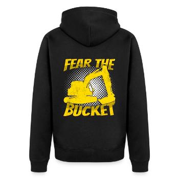 Excavator driver Fear The Bucket - Unisex Premium Organic Zip Hoodie - black - Back - Nico (187cm)