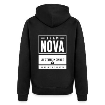 Nova Nom personnalisé - Veste à capuche bio Premium Unisexe - noir - Dos - Nico (187cm)
