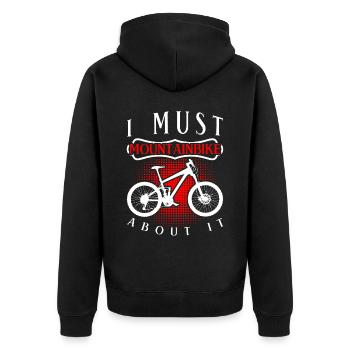 Mountainbike Mountainbiker MTB - Unisex Premium Bio Zip Hoodie - Schwarz - Hinten - Nico (187cm)