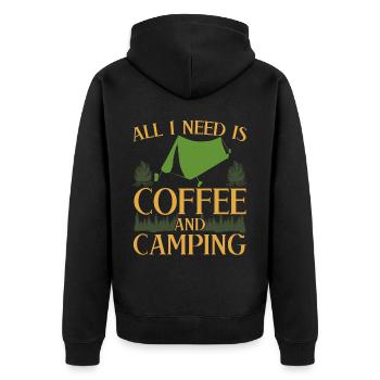 Camping Camping Coffee Tents Tent Camper - Unisex Premium Organic Zip Hoodie - black - Back - Nico (187cm)