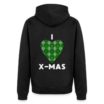 I Love X-Mas Weihnachten Gestricktes Herz - Unisex Premium Bio Zip Hoodie - Schwarz - Hinten - Nico (187cm)