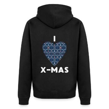 I Love X-Mas Weihnachten Gestricktes Herz - Unisex Premium Bio Zip Hoodie - Schwarz - Hinten - Nico (187cm)