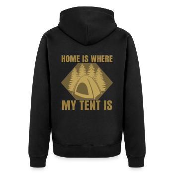 Camping Camping Tent Camping - Unisex Premium Organic Zip Hoodie - black - Back - Nico (187cm)