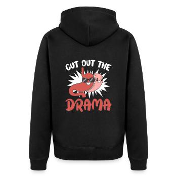 Schluss mit dem Drama bei der Magenheilung - Unisex Premium Bio Zip Hoodie - Schwarz - Hinten - Nico (187cm)