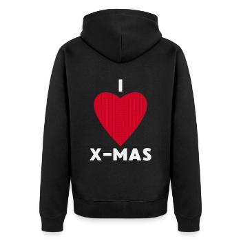 I Love X-Mas Weihnachten Gestricktes Herz - Unisex Premium Bio Zip Hoodie - Schwarz - Hinten - Nico (187cm)