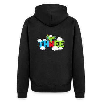 Aiplane Birthday 3 Jahre alt für ein 3-jähriges Ge - Unisex Premium Bio Zip Hoodie - Schwarz - Hinten - Nico (187cm)