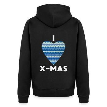 I Love X-Mas Weihnachten Gestricktes Herz - Unisex Premium Bio Zip Hoodie - Schwarz - Hinten - Nico (187cm)