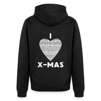 I Love X-Mas Weihnachten Gestricktes Herz - Unisex Premium Bio Zip Hoodie - Schwarz - Hinten - Nico (187cm)