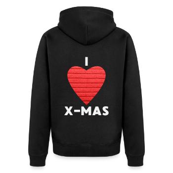 I Love X-Mas Weihnachten Gestricktes Herz - Unisex Premium Bio Zip Hoodie - Schwarz - Hinten - Nico (187cm)