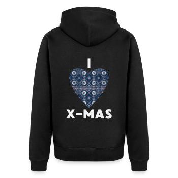 I Love X-Mas Weihnachten Gestricktes Herz - Unisex Premium Bio Zip Hoodie - Schwarz - Hinten - Nico (187cm)