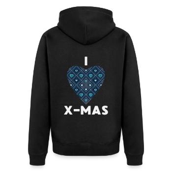 I Love X-Mas Weihnachten Gestricktes Herz - Unisex Premium Bio Zip Hoodie - Schwarz - Hinten - Nico (187cm)