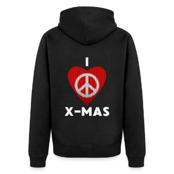 I Love X-Mas Weihnachten Gestricktes Herz - Unisex Premium Bio Zip Hoodie - Schwarz - Hinten - Nico (187cm)