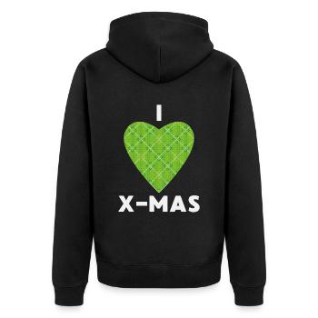 I Love X-Mas Weihnachten Gestricktes Herz - Unisex Premium Bio Zip Hoodie - Schwarz - Hinten - Nico (187cm)