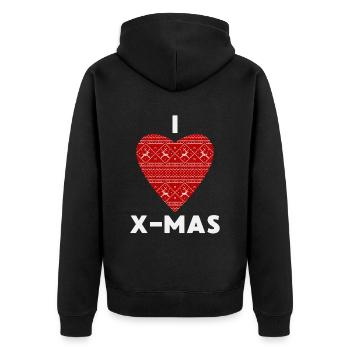 I Love X-Mas Weihnachten Gestricktes Herz - Unisex Premium Bio Zip Hoodie - Schwarz - Hinten - Nico (187cm)