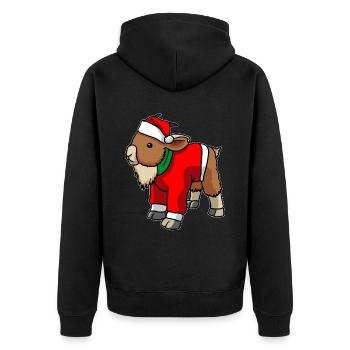 Chèvre avec pull de Noël - Veste à capuche bio Premium Unisexe - noir - Dos - Nico (187cm)