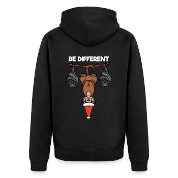 Be Different Erdmännchen Fledermaus Weihnachtsmann - Unisex Premium Bio Zip Hoodie - Schwarz - Hinten - Nico (187cm)
