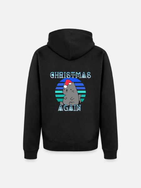 Christmas Again Christmas Cat - Unisex Premium Organic Zip Hoodie - black