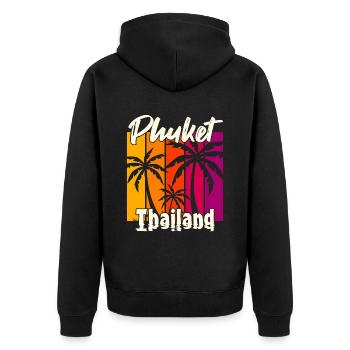 Phuket Thailand Sonnenuntergang - Unisex Premium Bio Zip Hoodie - Schwarz - Hinten - Nico (187cm)