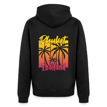 Phuket Thailand Sonnenuntergang - Unisex Premium Bio Zip Hoodie - Schwarz - Hinten - Nico (187cm)
