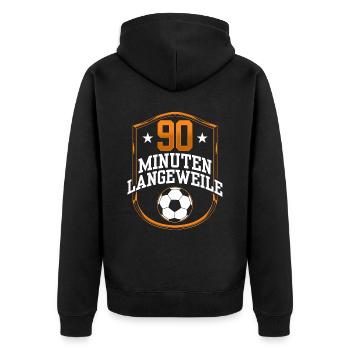 90 Minuten Langeweile - Unisex Premium Bio Zip Hoodie - Schwarz - Hinten - Nico (187cm)