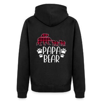 Papa Bear 3 Kinder - Unisex Premium Bio Zip Hoodie - Schwarz - Hinten - Nico (187cm)
