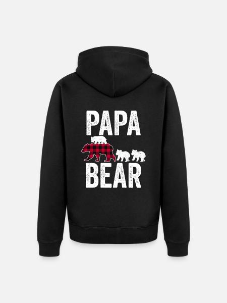 Papa Bear - Unisex Premium Organic Zip Hoodie - black